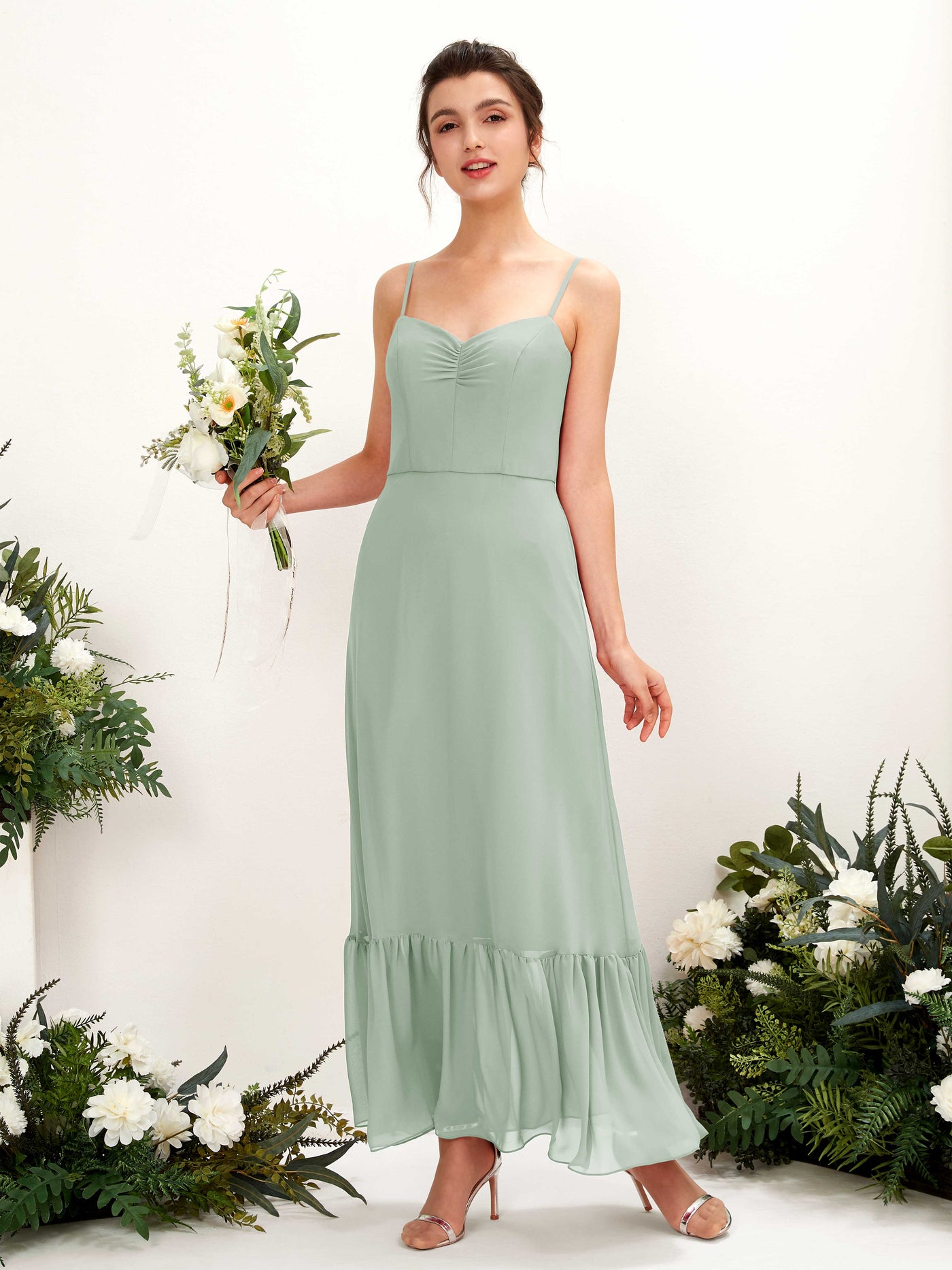 Sage Green Bridesmaid Dresses Bridesmaid Dress Chiffon Spaghetti-straps Full Length Sleeveless Wedding Party Dress (81223005)#color_sage-green
