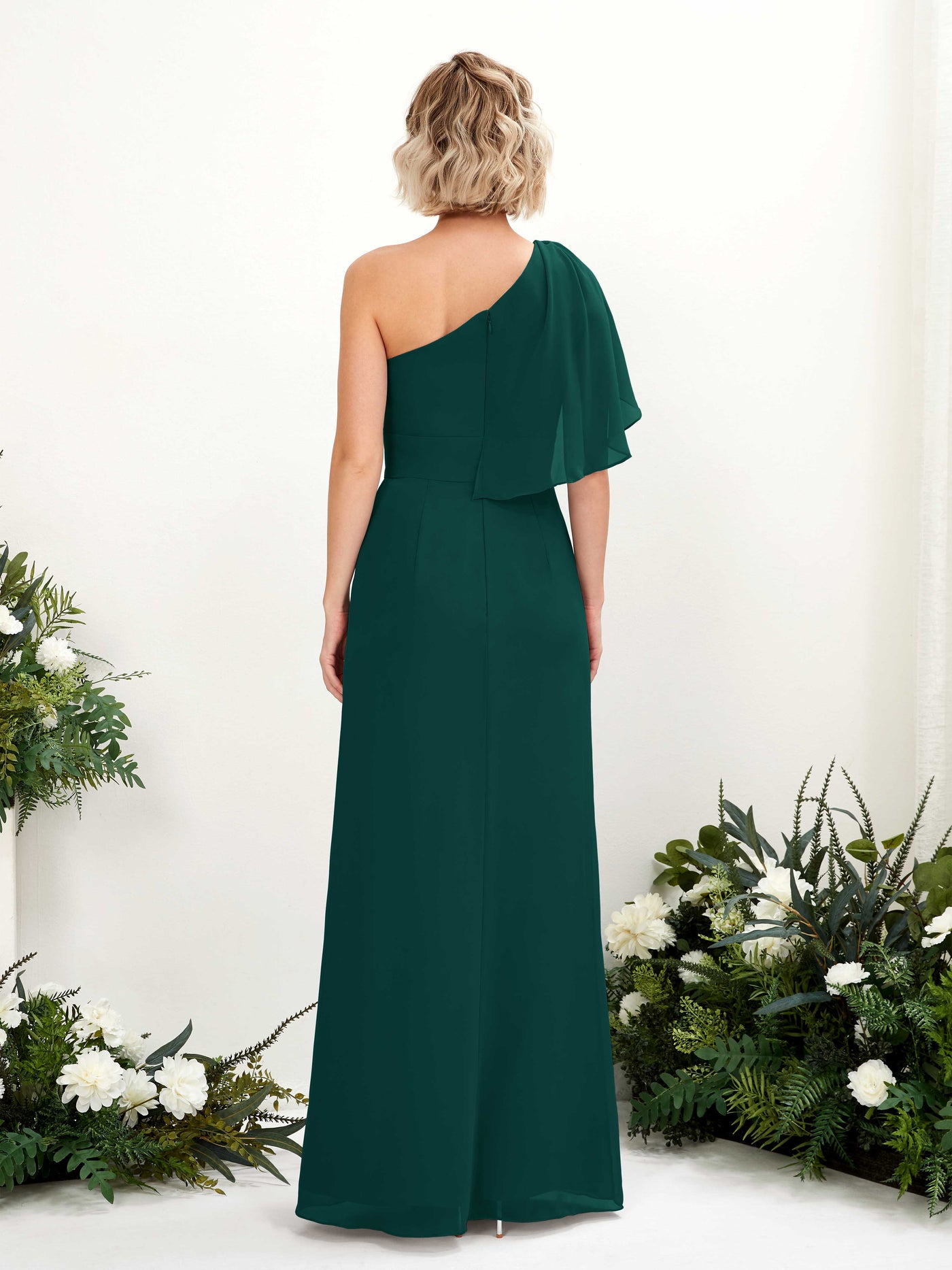 Dark Emerald Bridesmaid Dresses Bridesmaid Dress Ball Gown Chiffon Full Length Short Sleeves Wedding Party Dress (81223717)#color_dark-emerald