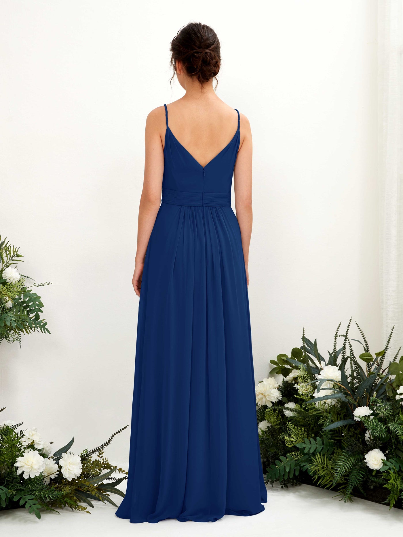 Royal Blue Bridesmaid Dresses Bridesmaid Dress A-line Chiffon Spaghetti-straps Full Length Sleeveless Wedding Party Dress (81223937)#color_royal-blue