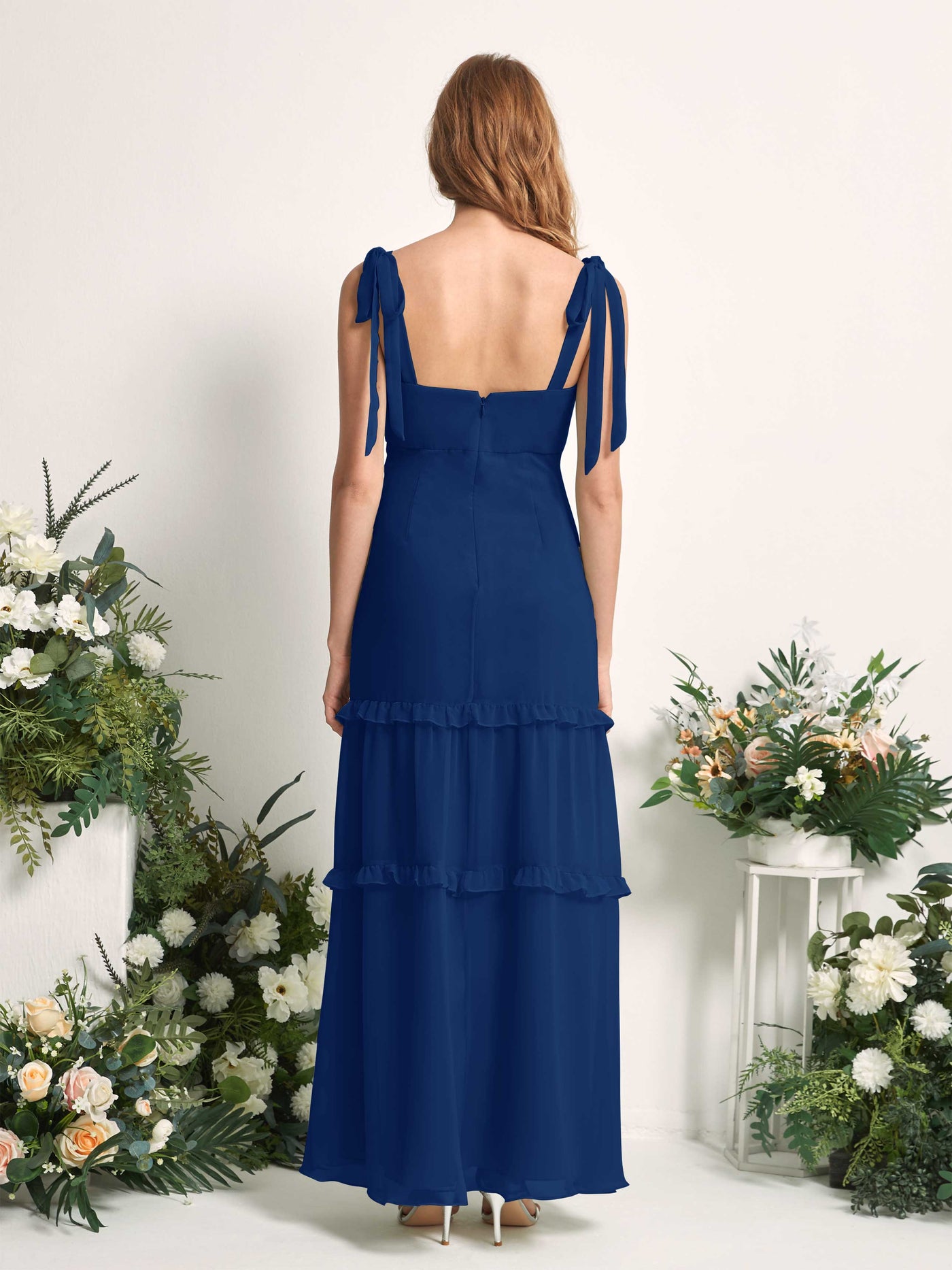 Bridesmaid Dress Chiffon Straps Full Length Sleeveless Wedding Party Dress - Royal Blue (81227537)#color_royal-blue
