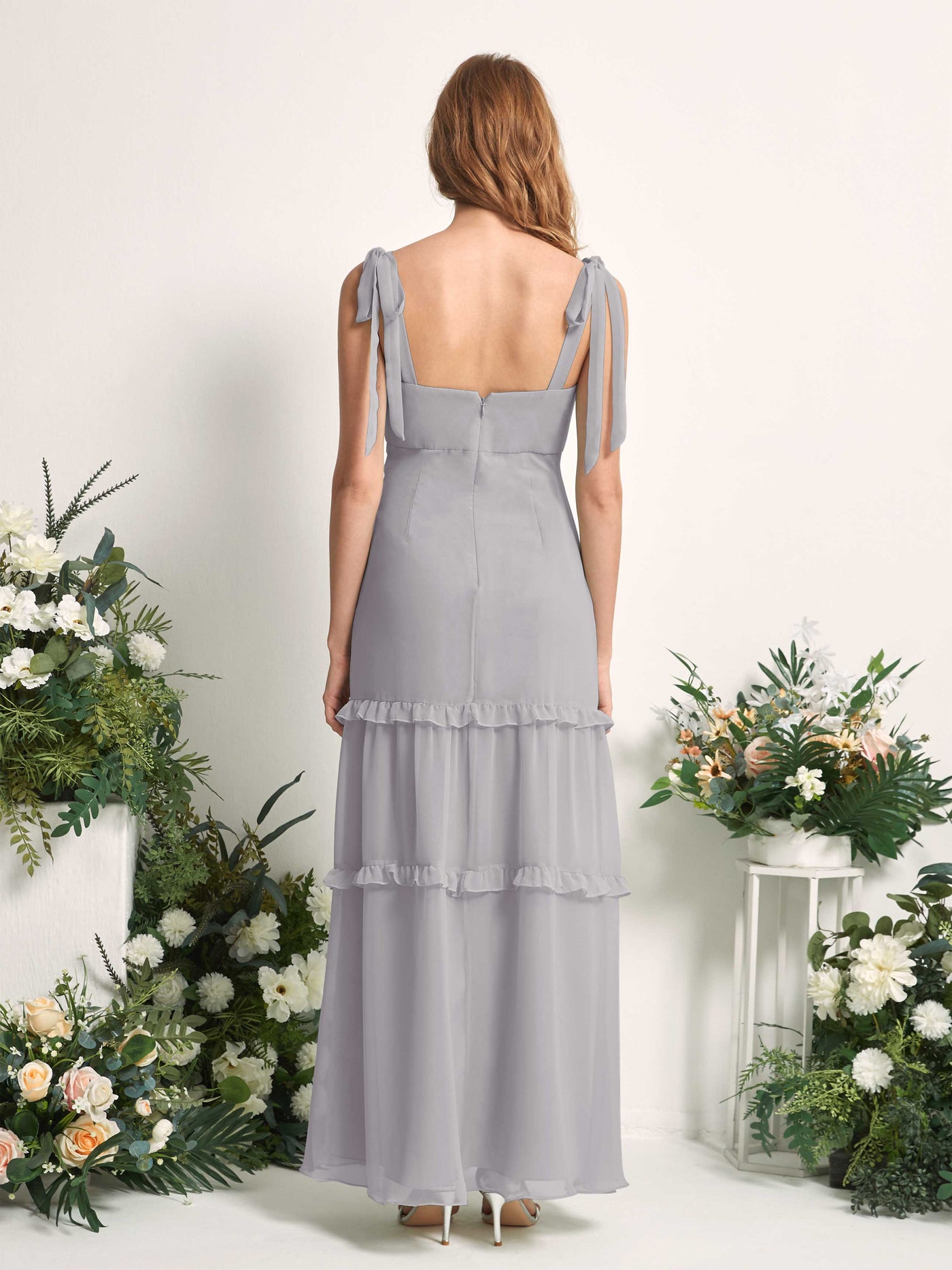 Bridesmaid Dress Chiffon Straps Full Length Sleeveless Wedding Party Dress - Dove (81227525)#color_dove