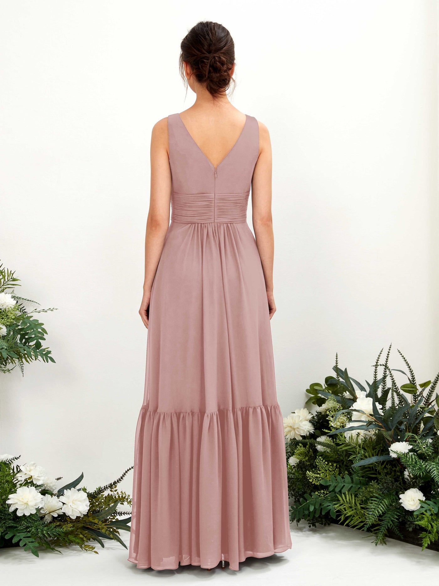 Dusty Rose Bridesmaid Dresses Bridesmaid Dress A-line Chiffon Straps Full Length Sleeveless Wedding Party Dress (80223709)#color_dusty-rose
