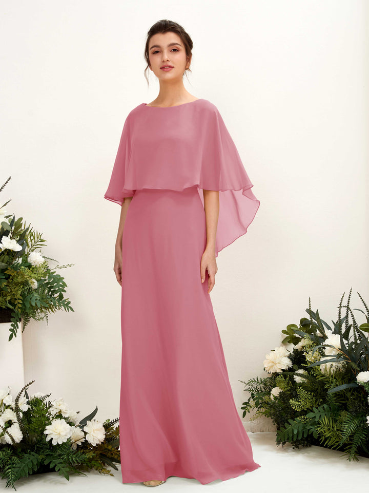 Desert Rose Bridesmaid Dresses Bridesmaid Dress A-line Chiffon Bateau Full Length Sleeveless Wedding Party Dress (81222011)