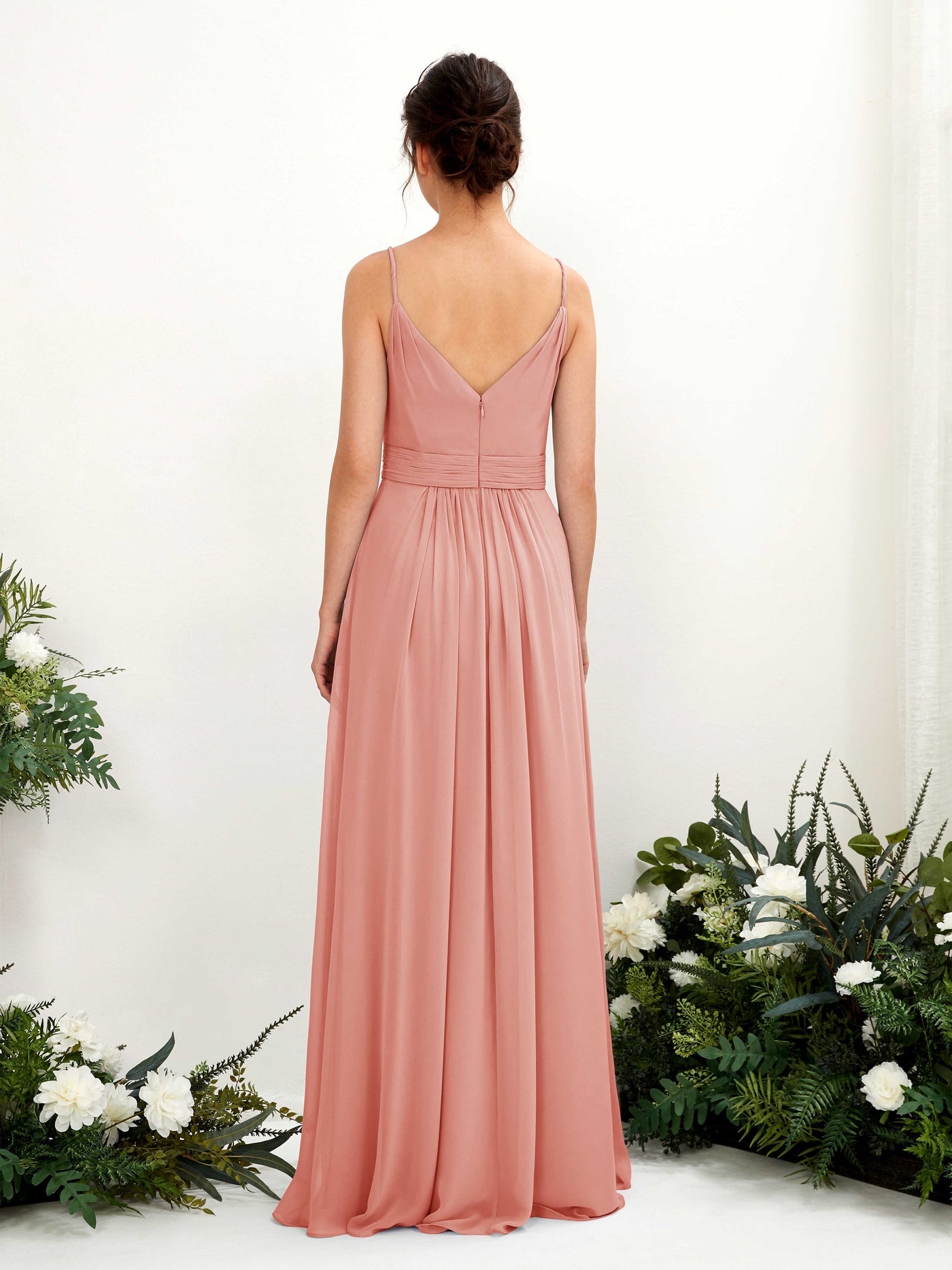Champagne Rose Bridesmaid Dresses Bridesmaid Dress A-line Chiffon Spaghetti-straps Full Length Sleeveless Wedding Party Dress (81223906)#color_champagne-rose