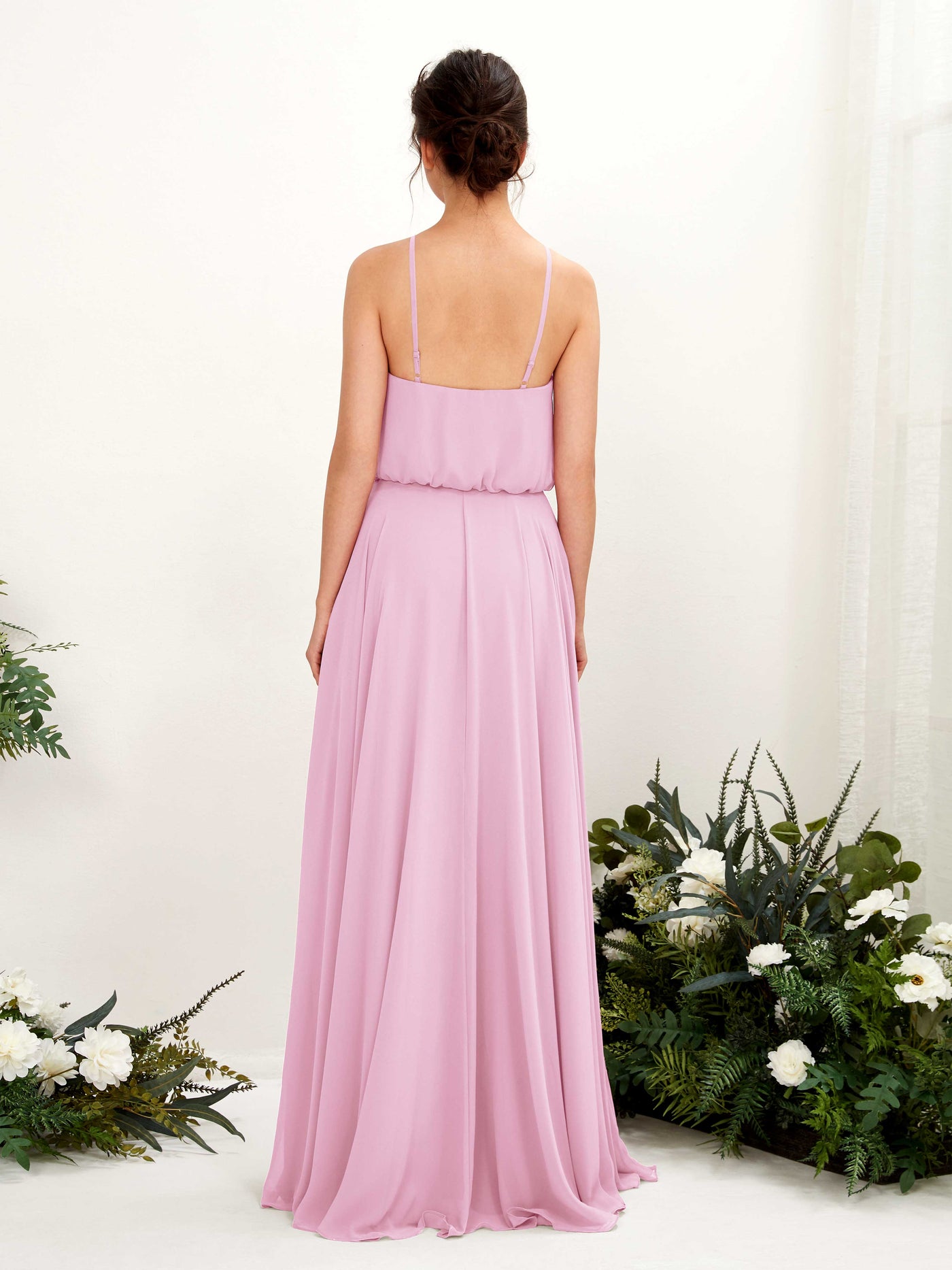 Candy Pink Bridesmaid Dresses Bridesmaid Dress Ball Gown Chiffon Halter Full Length Sleeveless Wedding Party Dress (81223439)#color_candy-pink