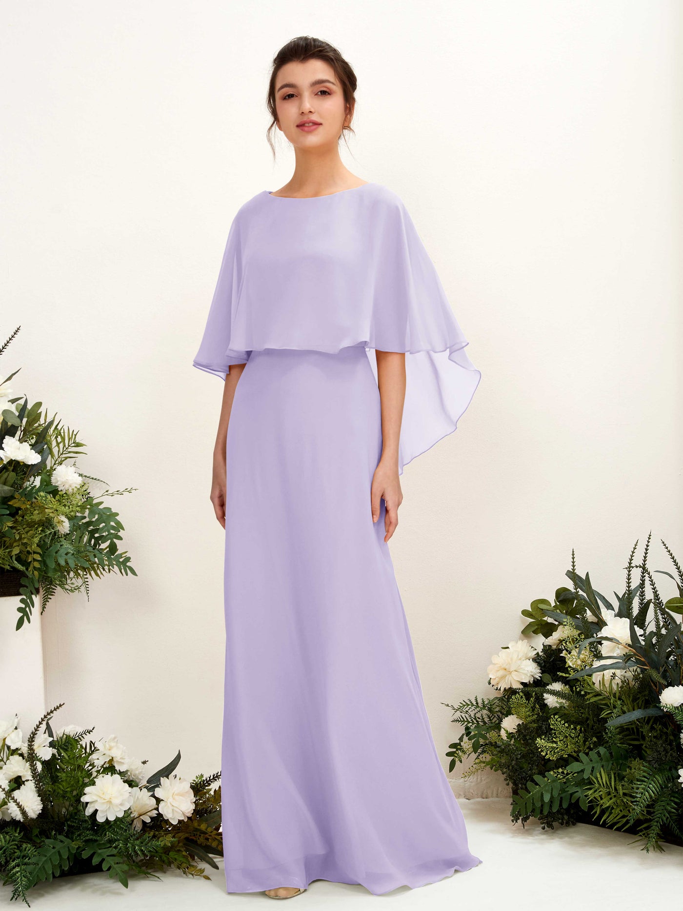 Lilac Bridesmaid Dresses Bridesmaid Dress A-line Chiffon Bateau Full Length Sleeveless Wedding Party Dress (81222014)#color_lilac
