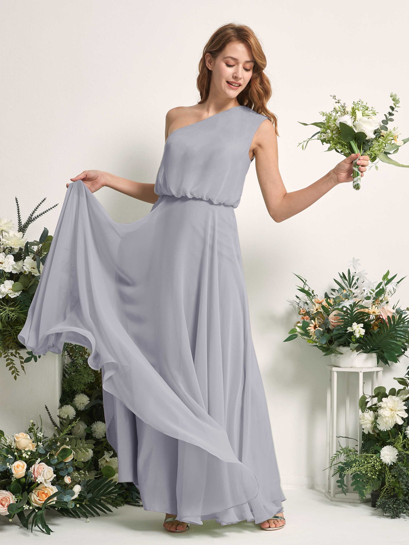 Bridesmaid Dress A-line Chiffon One Shoulder Full Length Sleeveless Wedding Party Dress - Dusty Lavender (81226803)#color_dusty-lavender
