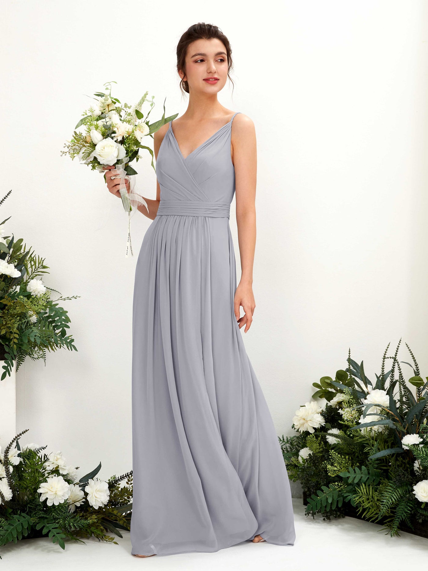 Dusty Lavender Bridesmaid Dresses Bridesmaid Dress A-line Chiffon Spaghetti-straps Full Length Sleeveless Wedding Party Dress (81223903)#color_dusty-lavender