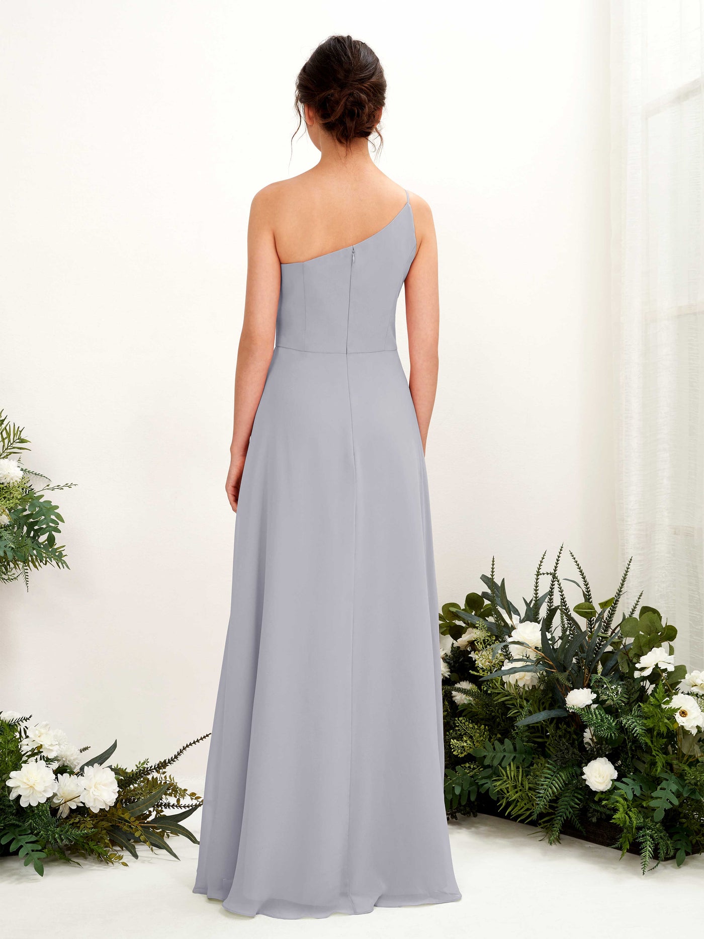 Dusty Lavender Bridesmaid Dresses Bridesmaid Dress A-line Chiffon One Shoulder Full Length Sleeveless Wedding Party Dress (81225703)#color_dusty-lavender