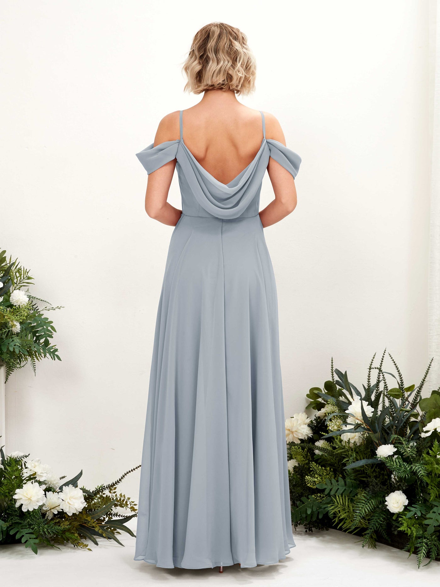 Dusty Blue-Upgrade Bridesmaid Dresses Bridesmaid Dress A-line Chiffon Off Shoulder Full Length Sleeveless Wedding Party Dress (81224904)#color_dusty-blue-upgrade