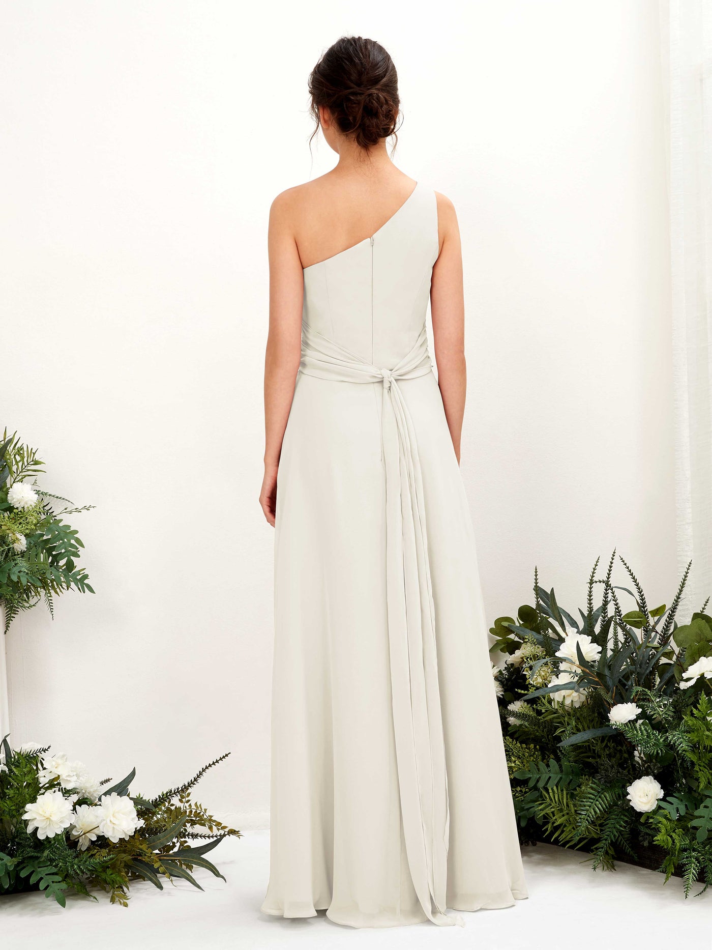 Ivory Bridesmaid Dresses Bridesmaid Dress A-line Chiffon One Shoulder Full Length Sleeveless Wedding Party Dress (81224726)#color_ivory