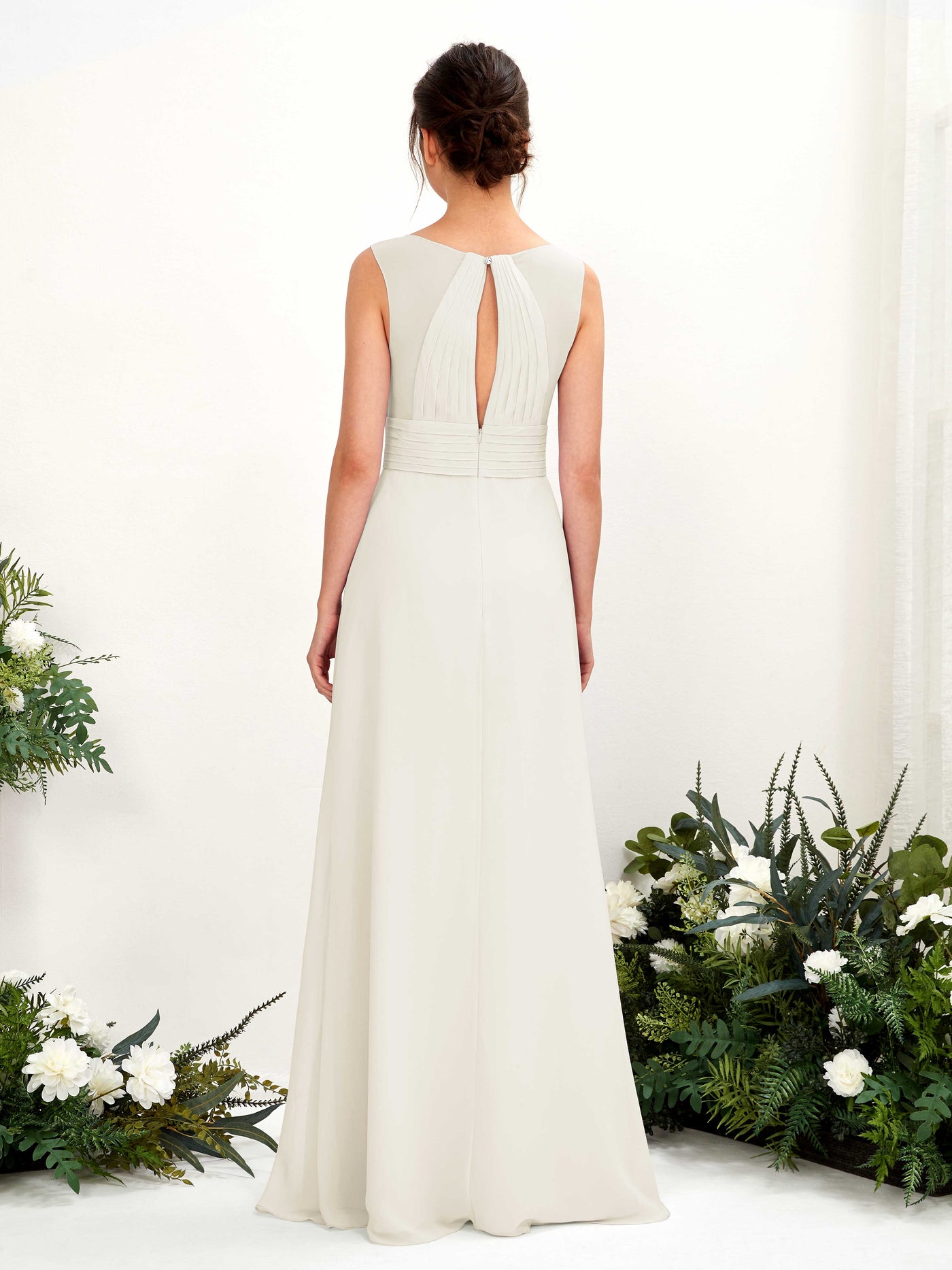 Ivory Bridesmaid Dresses Bridesmaid Dress A-line Chiffon Straps Full Length Sleeveless Wedding Party Dress (81220926)#color_ivory