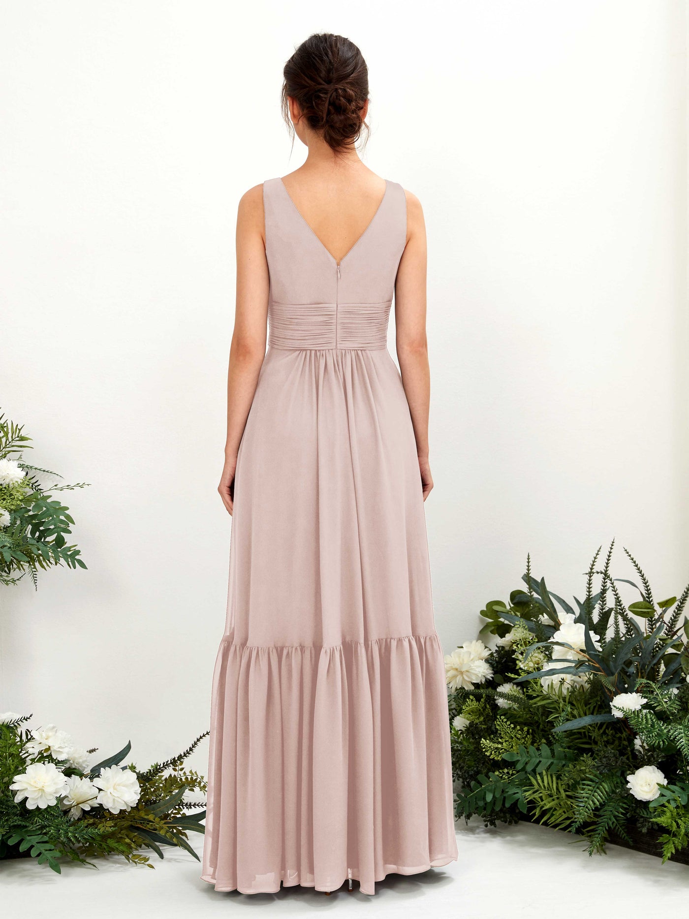 Biscotti Bridesmaid Dresses Bridesmaid Dress A-line Chiffon Straps Full Length Sleeveless Wedding Party Dress (80223735)#color_biscotti