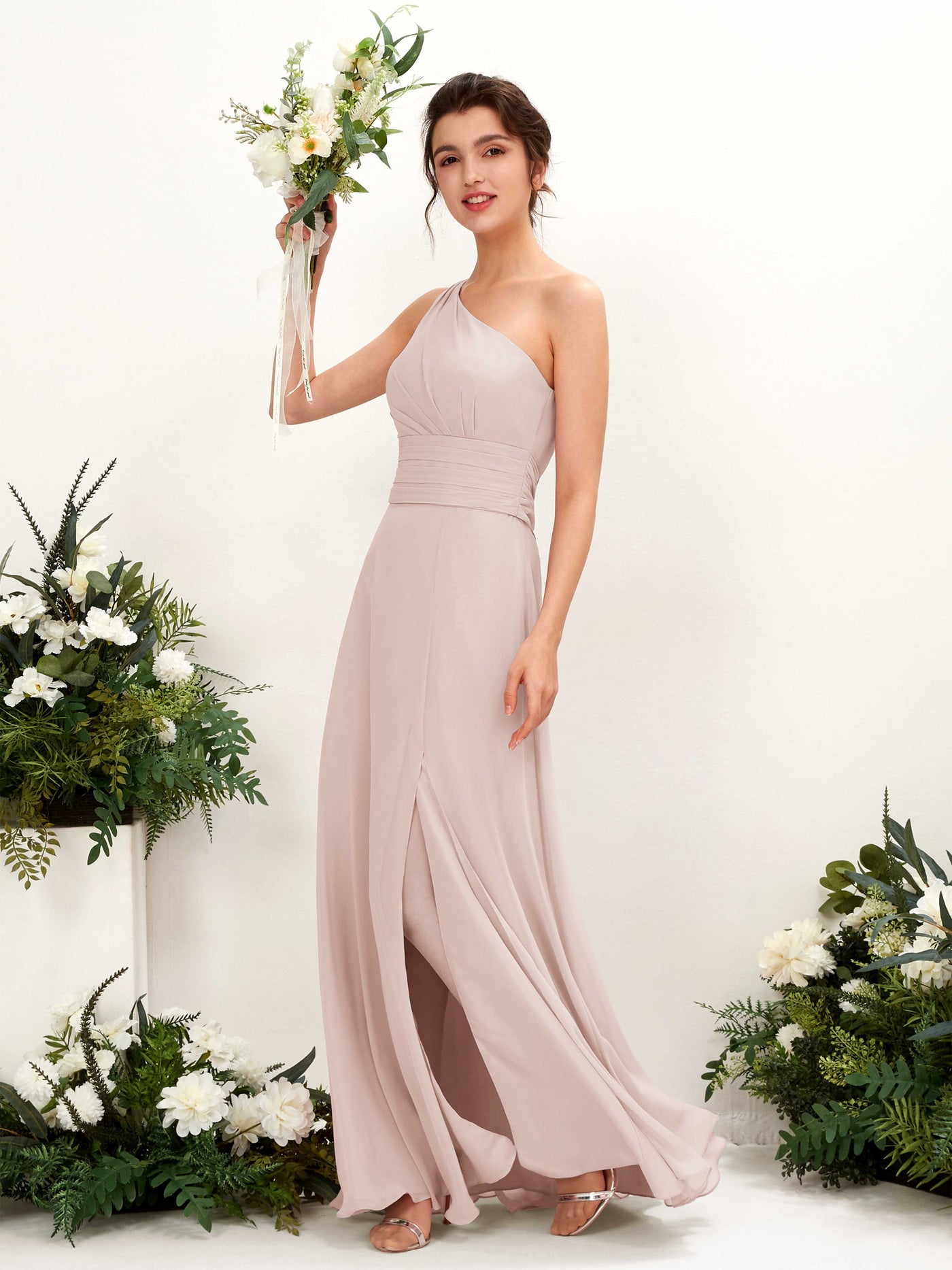 Biscotti Bridesmaid Dresses Bridesmaid Dress A-line Chiffon One Shoulder Full Length Sleeveless Wedding Party Dress (81224735)#color_biscotti