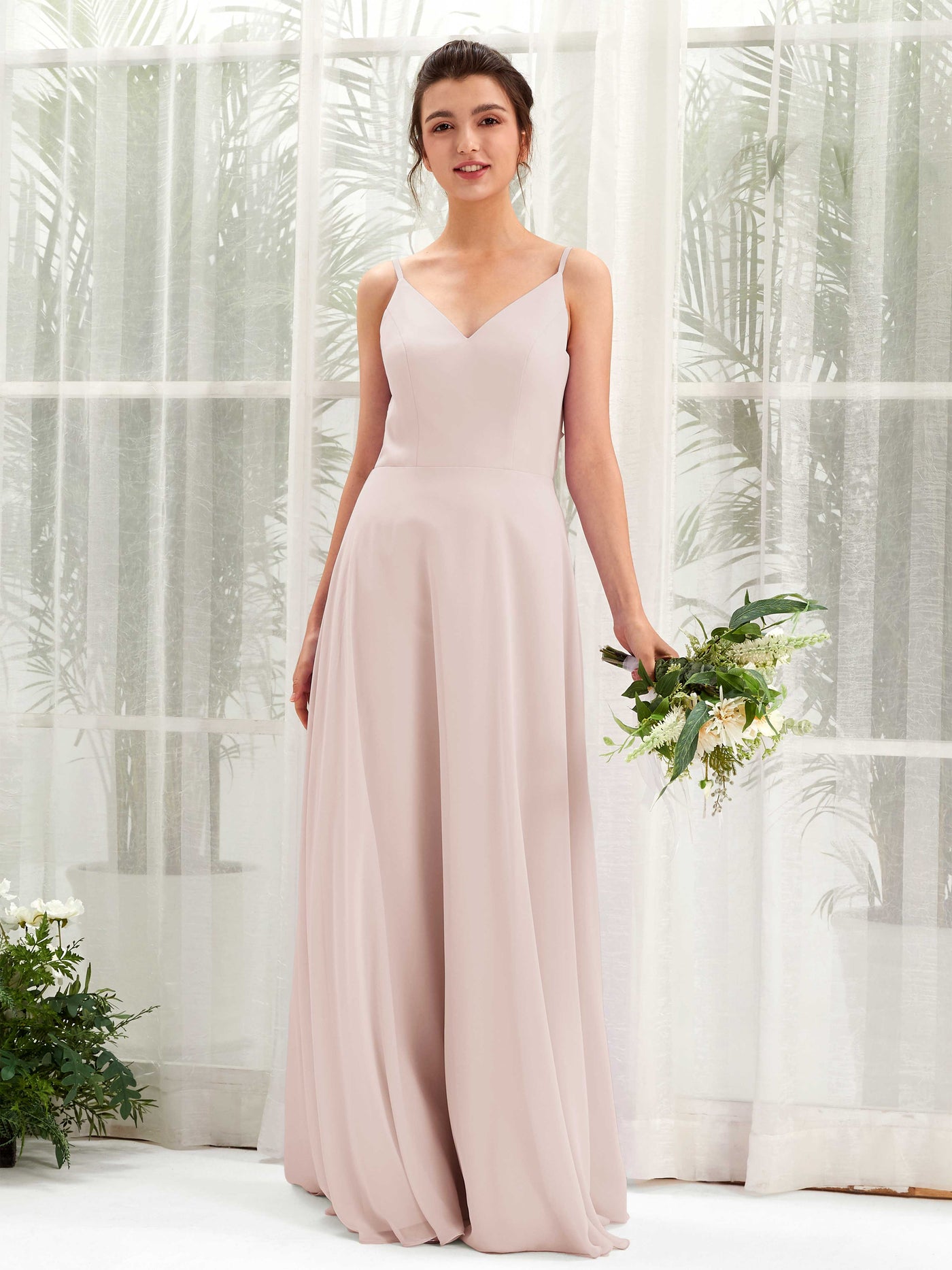 Biscotti Bridesmaid Dresses Bridesmaid Dress A-line Chiffon Spaghetti-straps Full Length Sleeveless Wedding Party Dress (81220635)#color_biscotti