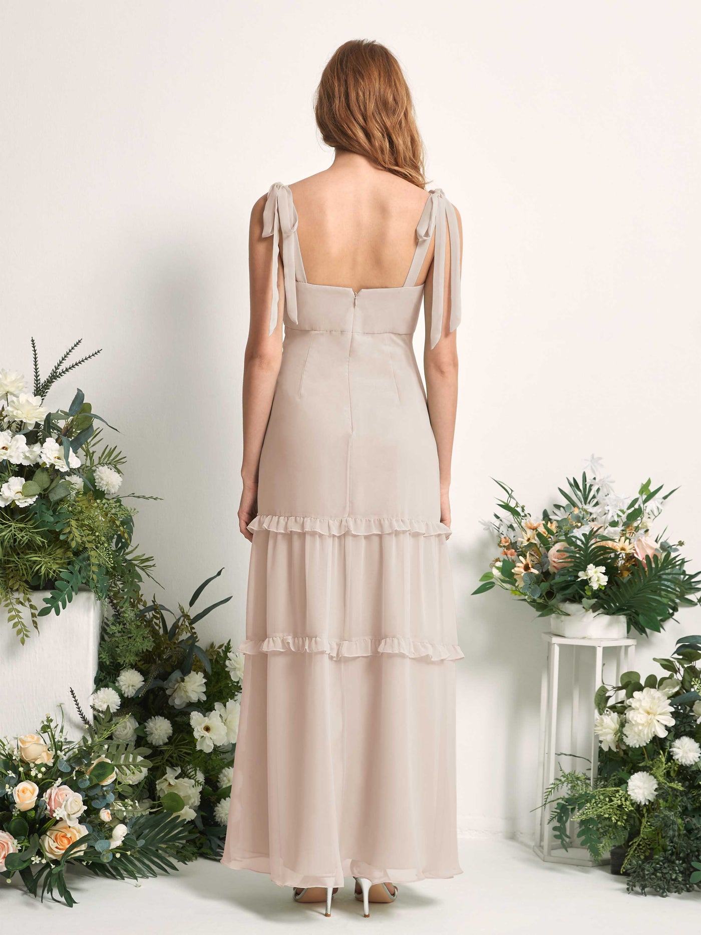 Bridesmaid Dress Chiffon Straps Full Length Sleeveless Wedding Party Dress - Champagne (81227516)#color_champagne