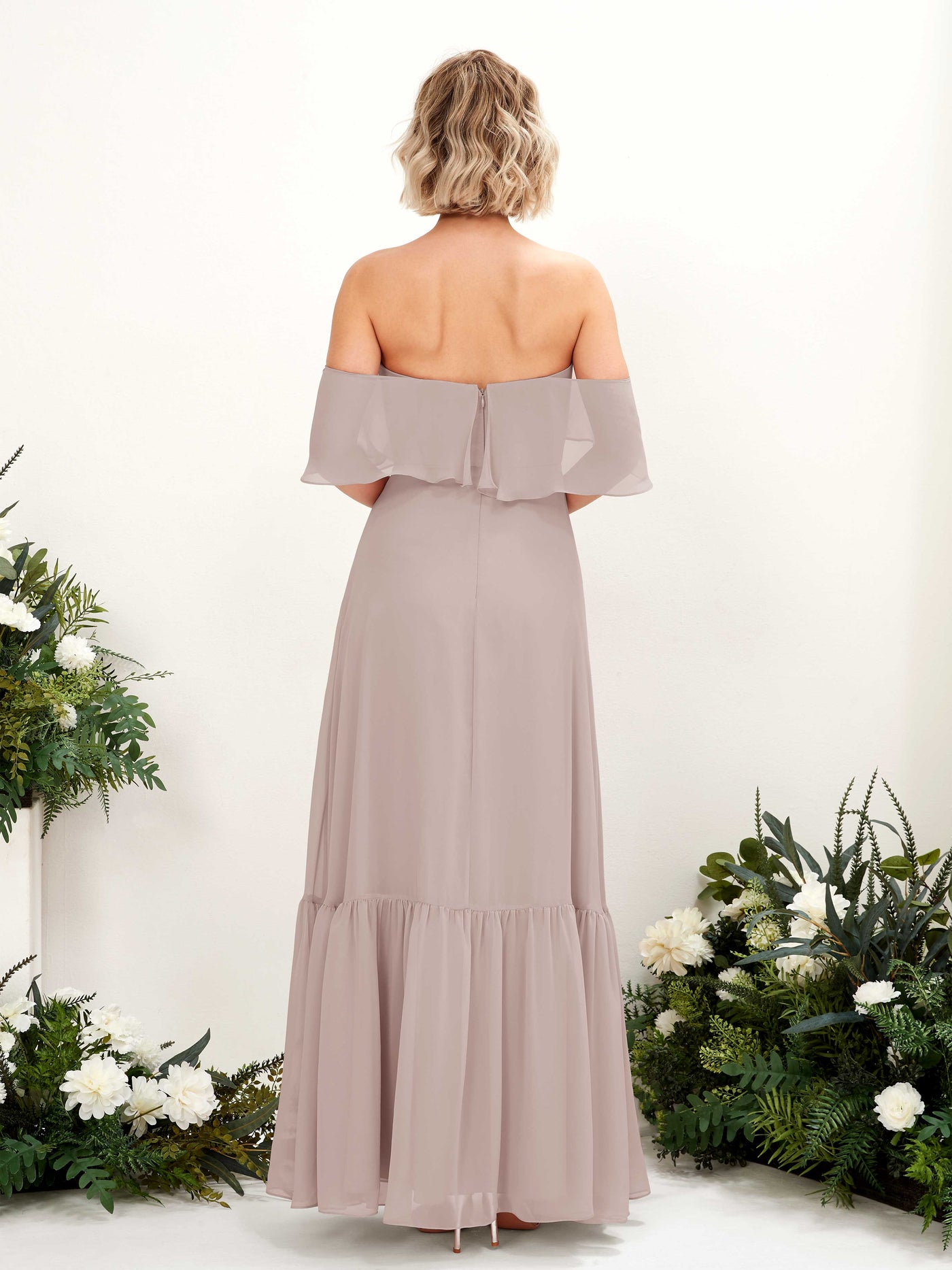 Taupe Bridesmaid Dresses Bridesmaid Dress A-line Chiffon Off Shoulder Full Length Sleeveless Wedding Party Dress (81224524)#color_taupe