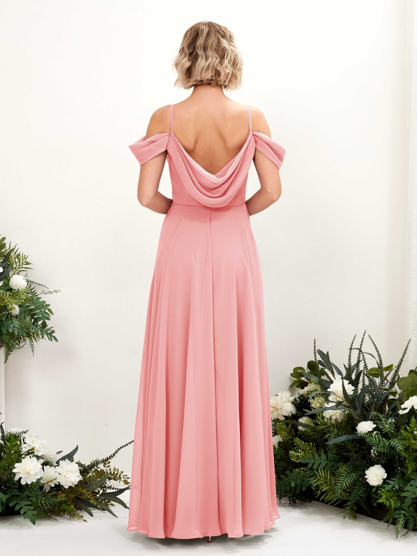 Ballet Pink Bridesmaid Dresses Bridesmaid Dress A-line Chiffon Off Shoulder Full Length Sleeveless Wedding Party Dress (81224940)#color_ballet-pink