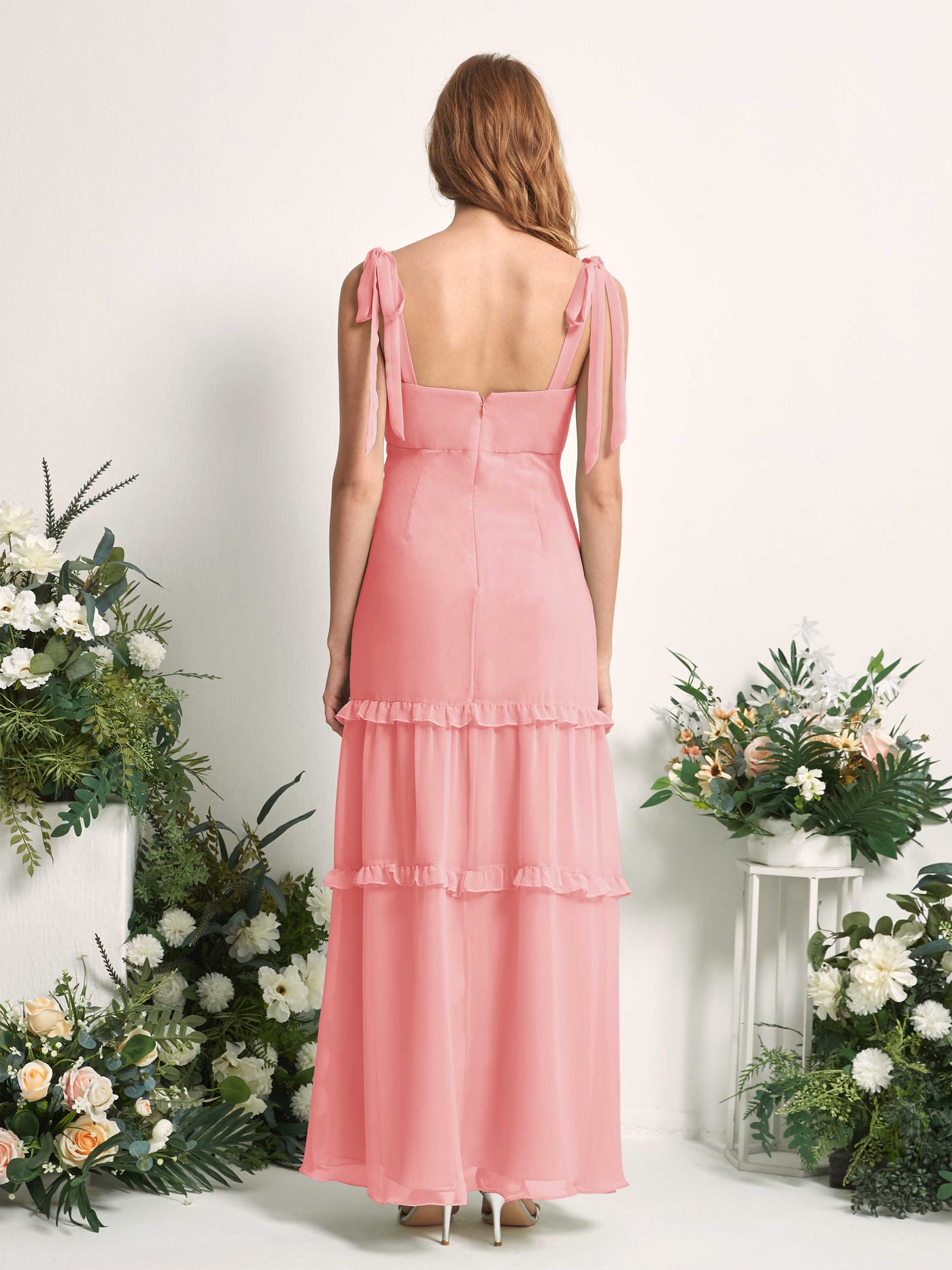 Bridesmaid Dress Chiffon Straps Full Length Sleeveless Wedding Party Dress - Ballet Pink (81227540)#color_ballet-pink