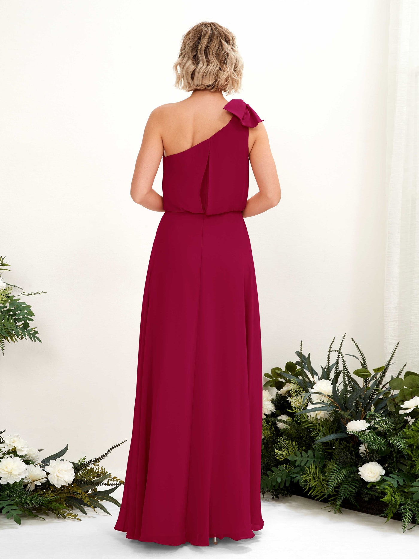 Jester Red Bridesmaid Dresses Bridesmaid Dress A-line Chiffon One Shoulder Full Length Sleeveless Wedding Party Dress (81225541)#color_jester-red