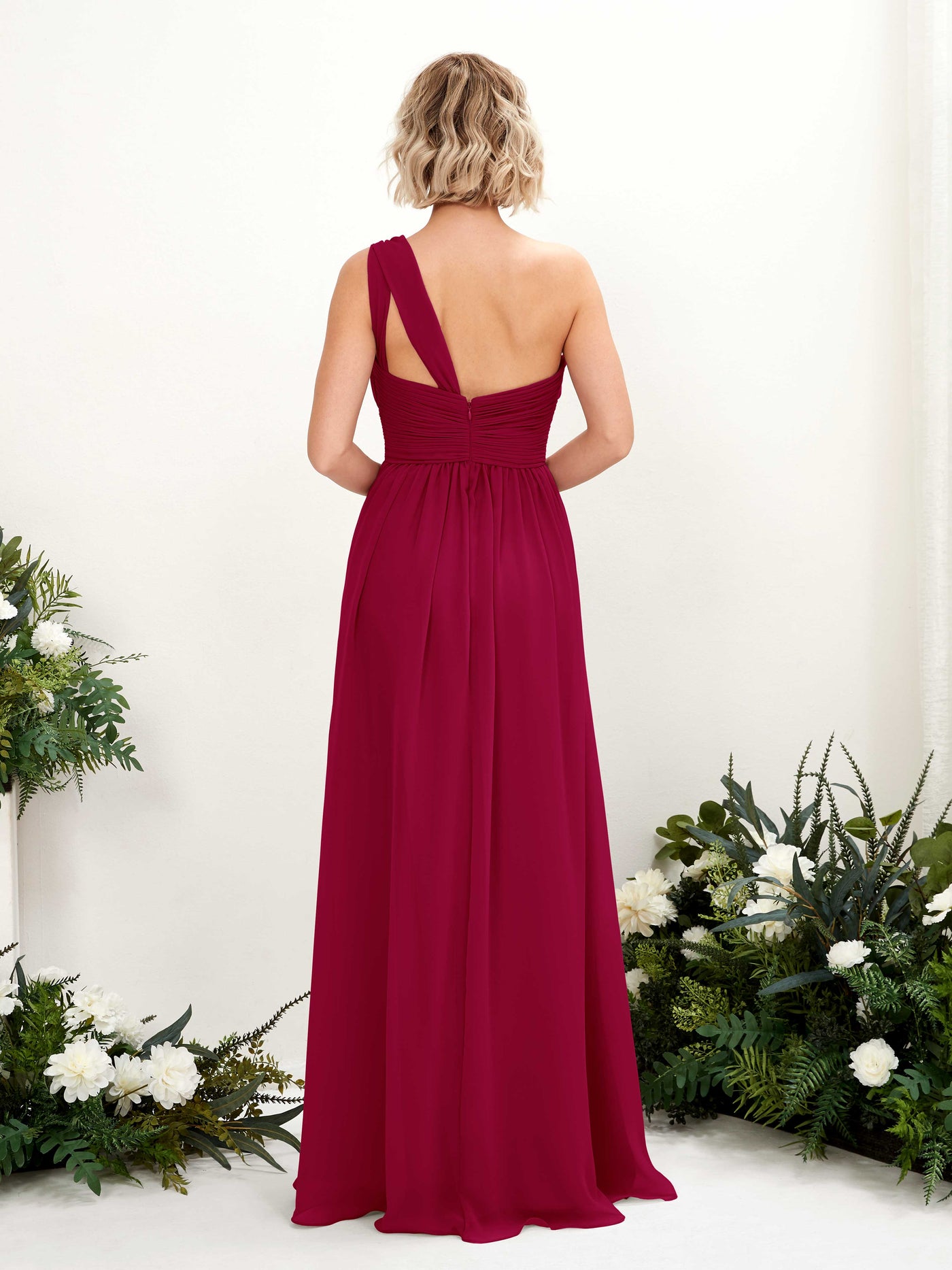 Jester Red Bridesmaid Dresses Bridesmaid Dress Ball Gown Chiffon One Shoulder Full Length Sleeveless Wedding Party Dress (81225041)#color_jester-red