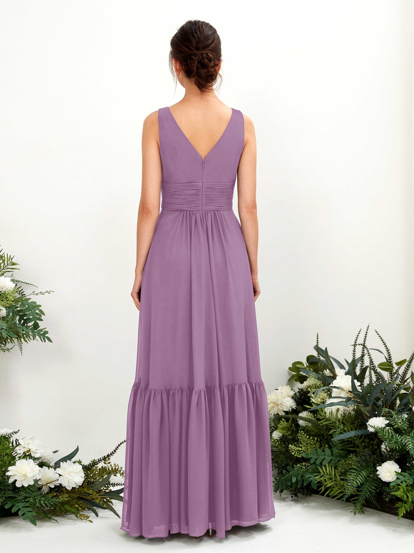 Orchid Mist Bridesmaid Dresses Bridesmaid Dress A-line Chiffon Straps Full Length Sleeveless Wedding Party Dress (80223721)#color_orchid-mist