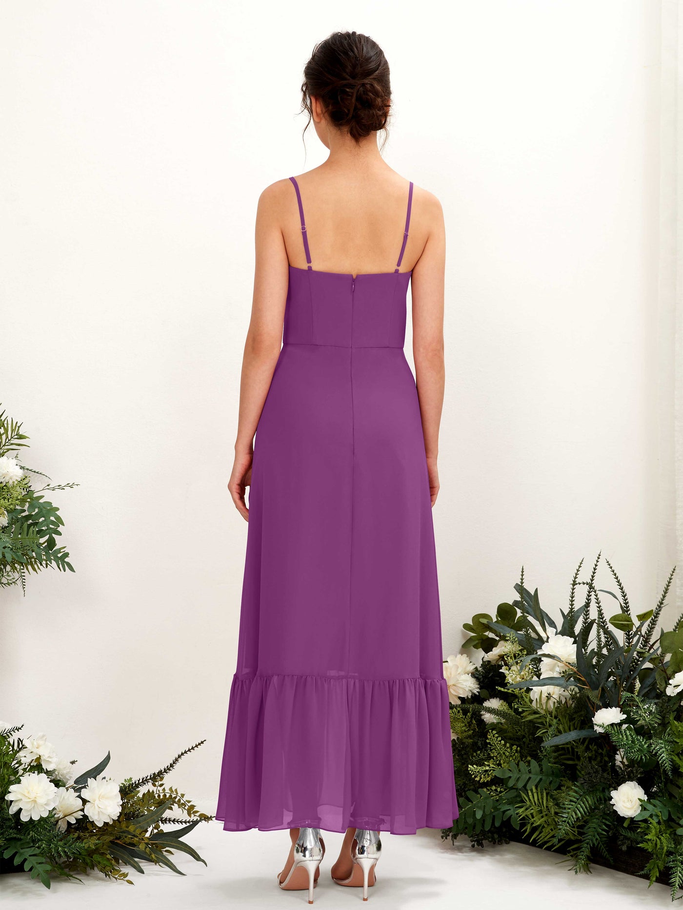 Purple Bridesmaid Dresses Bridesmaid Dress Chiffon Spaghetti-straps Full Length Sleeveless Wedding Party Dress (81223036)#color_purple