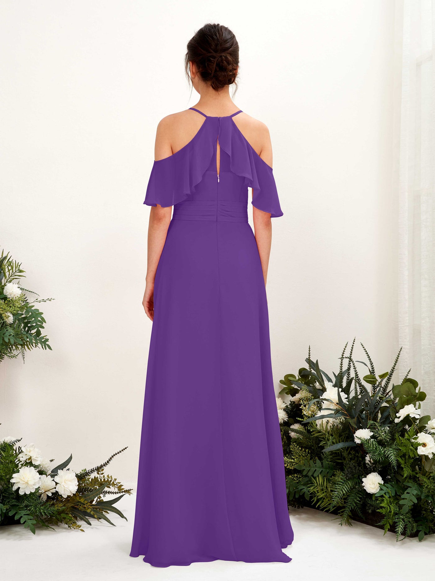 Ball Gown Off Shoulder Spaghetti-straps Chiffon Bridesmaid Dress - Regency (81221728)#color_regency