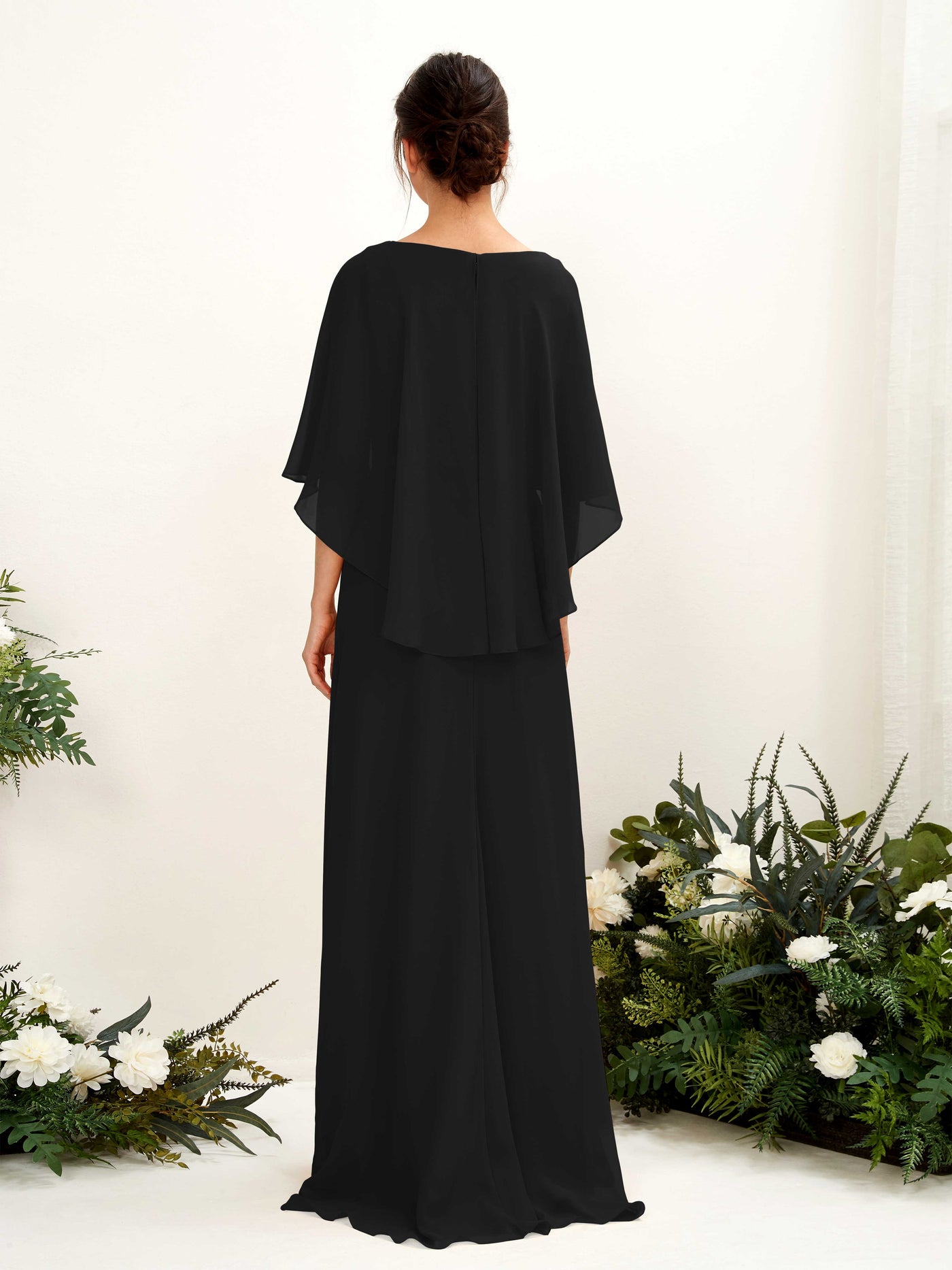 Black Bridesmaid Dresses Bridesmaid Dress A-line Chiffon Bateau Full Length Sleeveless Wedding Party Dress (81222015)#color_black