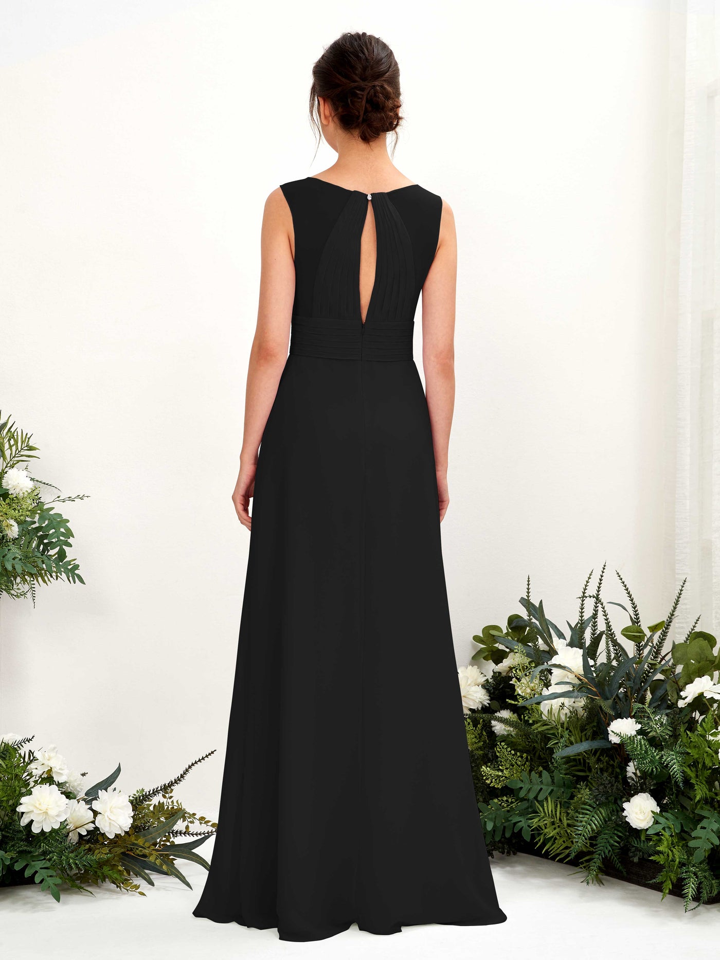 Black Bridesmaid Dresses Bridesmaid Dress A-line Chiffon Straps Full Length Sleeveless Wedding Party Dress (81220915)#color_black