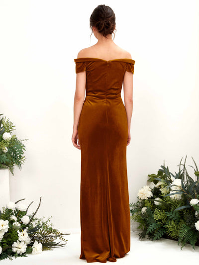 Carlyna Lara Sheath Burant Orange Velvet Bridesmaid Dress Maxi Sleeveless Sweetheart Dress Back View #color_burant-orange