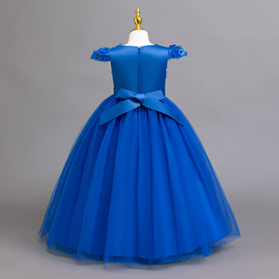 A-Line Floor Length Flower Girl Dress with Sequins & Flower Embellishments for Special Occasions