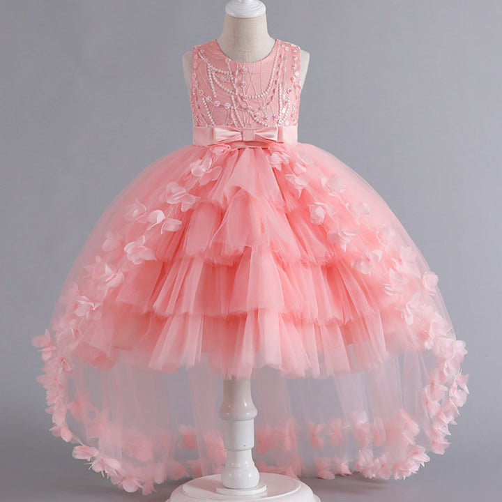 A-Line Flower Girl Dress with Beaded 3D Flowers for Special Occasions | Tulle High-Low Kids Gown Carlyna A-Line Flower Girl Dress with Beaded 3D Flowers for Special Occasions | Tulle High-Low Kids Gown Carlyna