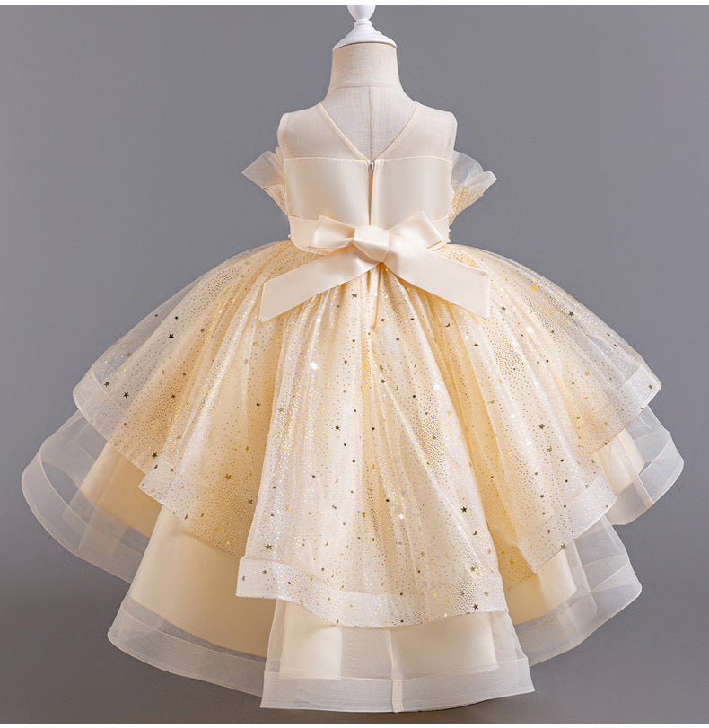 A-Line High Low Tulle Flower Girl Dress – Beaded, Ruffled, Sweetheart Neckline | Girls' Party Dress