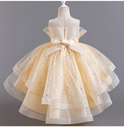 A-Line High Low Tulle Flower Girl Dress – Beaded, Ruffled, Sweetheart Neckline | Girls' Party Dress