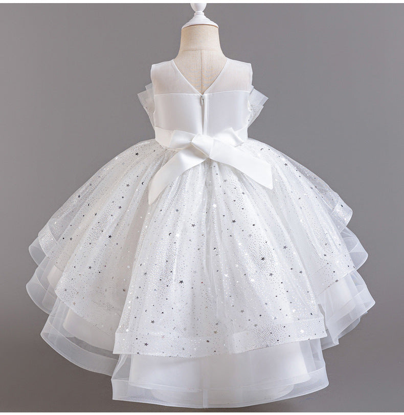 A-Line High Low Tulle Flower Girl Dress – Beaded, Ruffled, Sweetheart Neckline | Girls' Party Dress