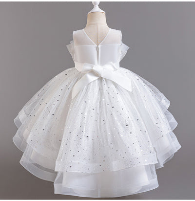 A-Line High Low Tulle Flower Girl Dress – Beaded, Ruffled, Sweetheart Neckline | Girls' Party Dress