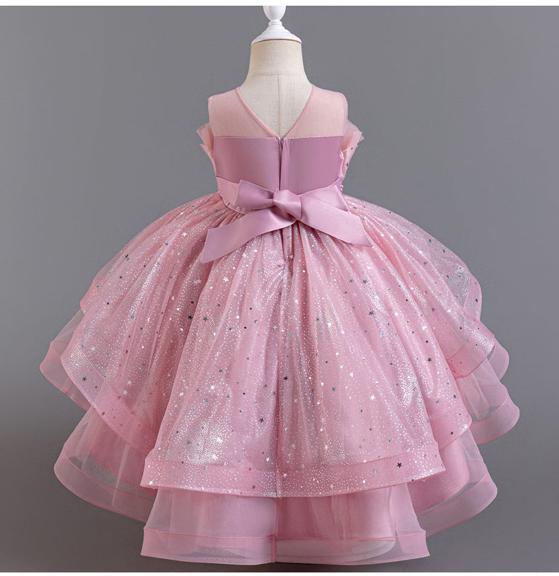 A-Line High Low Tulle Flower Girl Dress – Beaded, Ruffled, Sweetheart Neckline | Girls' Party Dress