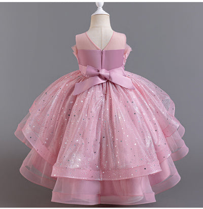 A-Line High Low Tulle Flower Girl Dress – Beaded, Ruffled, Sweetheart Neckline | Girls' Party Dress