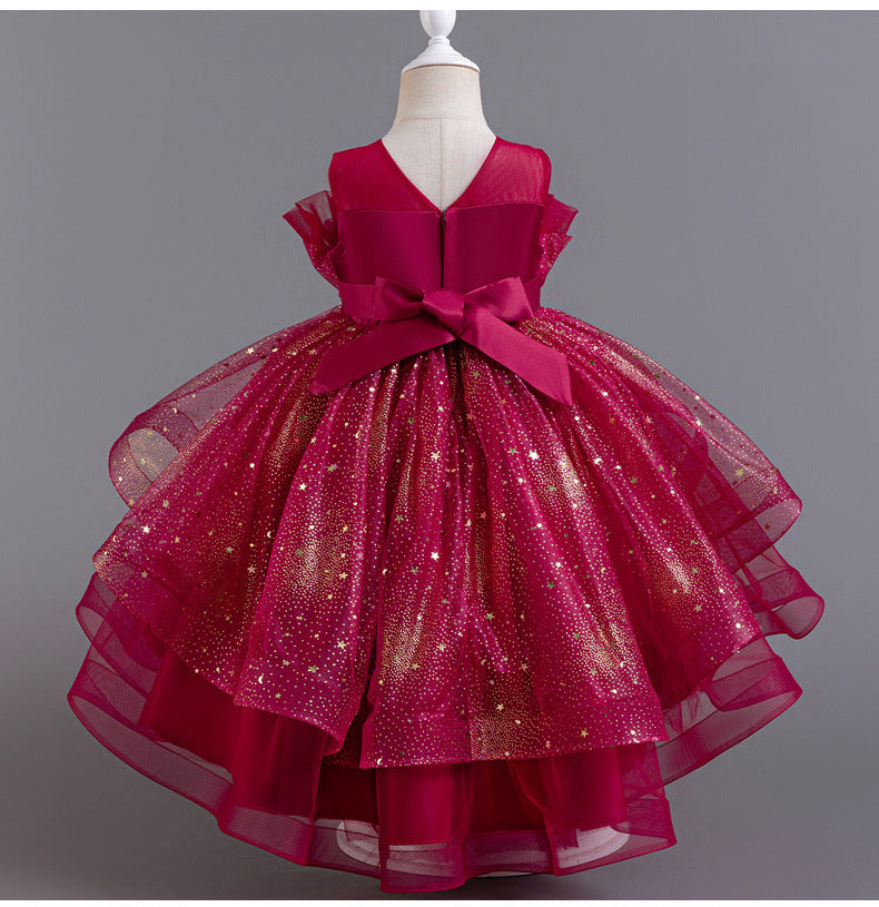 A-Line High Low Tulle Flower Girl Dress – Beaded, Ruffled, Sweetheart Neckline | Girls' Party Dress