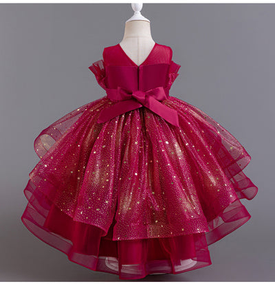 A-Line High Low Tulle Flower Girl Dress – Beaded, Ruffled, Sweetheart Neckline | Girls' Party Dress