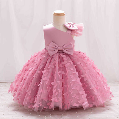 A-Line One Shoulder Tulle Dress for Girls | Flower Girl, Party, Birthday