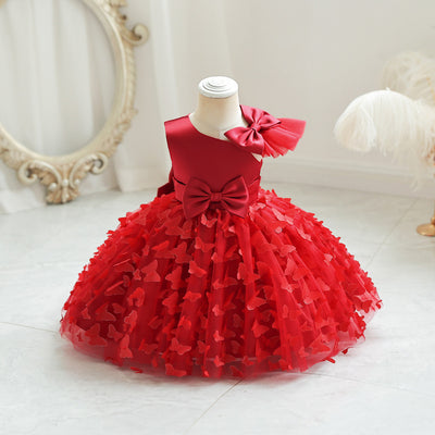 A-Line One Shoulder Tulle Dress for Girls | Flower Girl, Party, Birthday