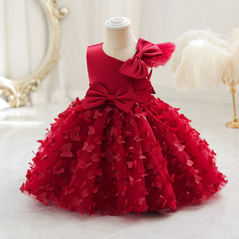 A-Line One Shoulder Tulle Dress for Girls | Flower Girl, Party, Birthday