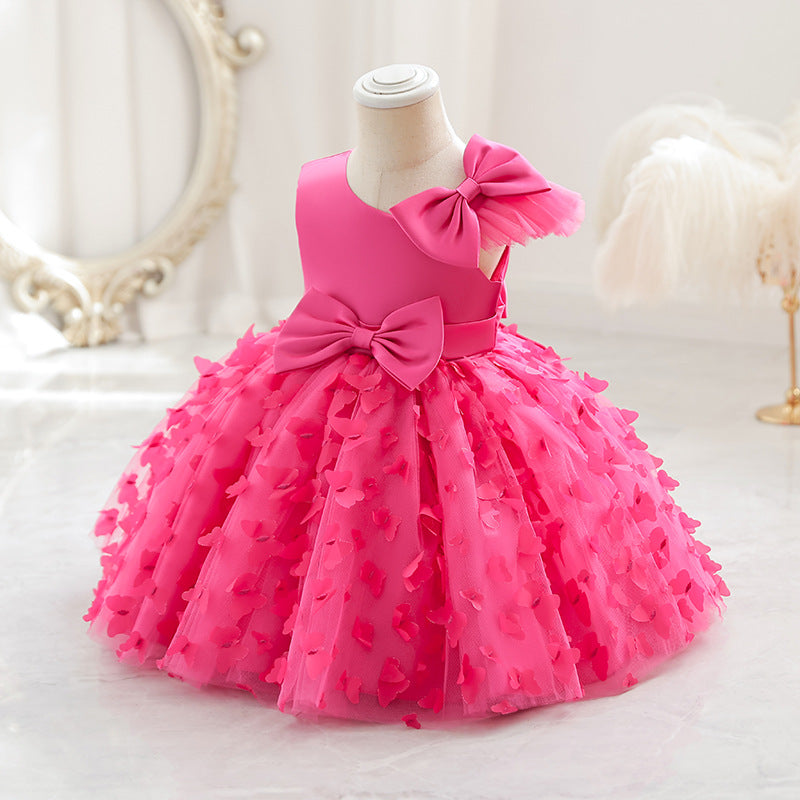 A-Line One Shoulder Tulle Dress for Girls | Flower Girl, Party, Birthday