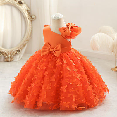 A-Line One Shoulder Tulle Dress for Girls | Flower Girl, Party, Birthday