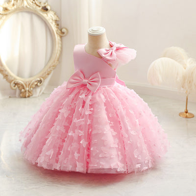 A-Line One Shoulder Tulle Dress for Girls | Flower Girl, Party, Birthday