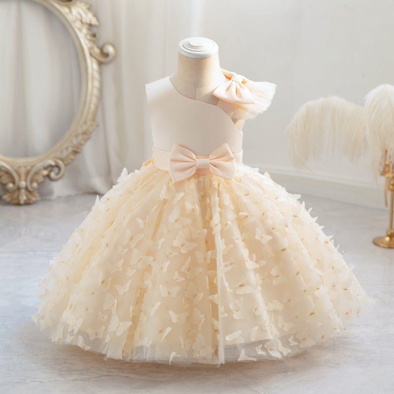 A-Line One Shoulder Tulle Dress for Girls | Flower Girl, Party, Birthday