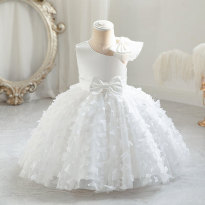 A-Line One Shoulder Tulle Dress for Girls | Flower Girl, Party, Birthday