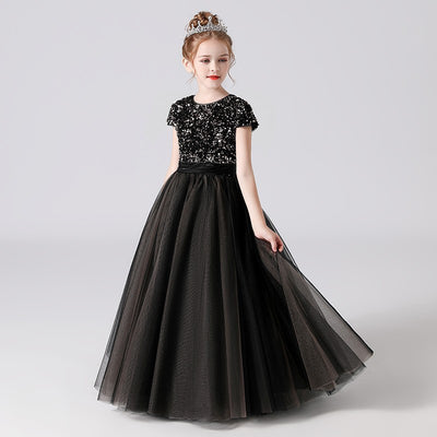 Sparkly A-Line Maxi Dress for Girls with Ribbon Belt | Party & Formal Wear